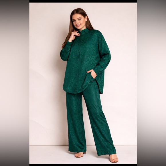 juliet deluxe Pants - Juliet Deluxe Turkish Emerald Green Textured Set size L